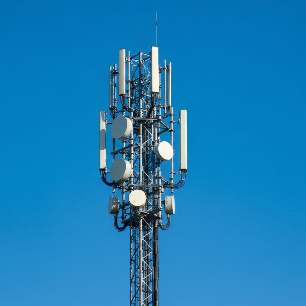 Profesjonalna infrastruktura telekomunikacyjna z wieżami radiowymi